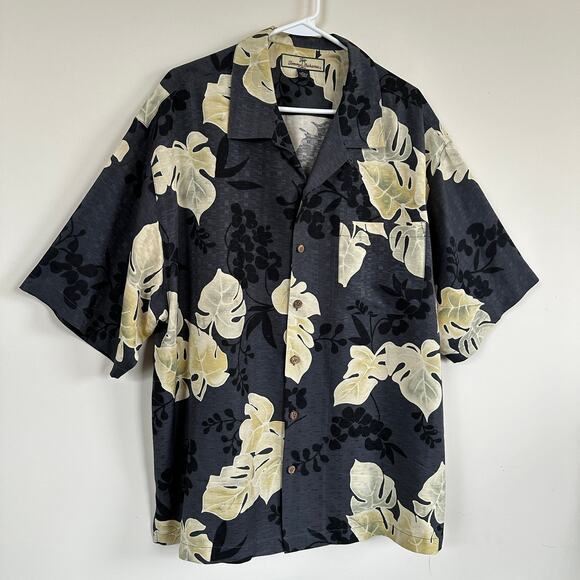 Tommy Bahama Washable Silk Hawaiian Shirt Tropical Leaves Button Front Men's XL - Picture 4 of 9